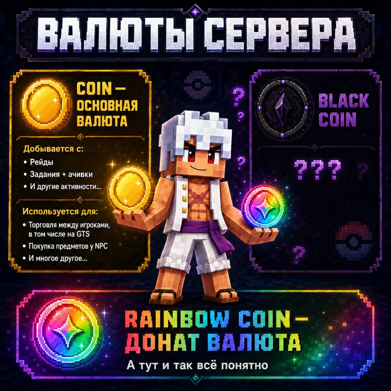 Квадратная инфографика с тремя игровыми валютами